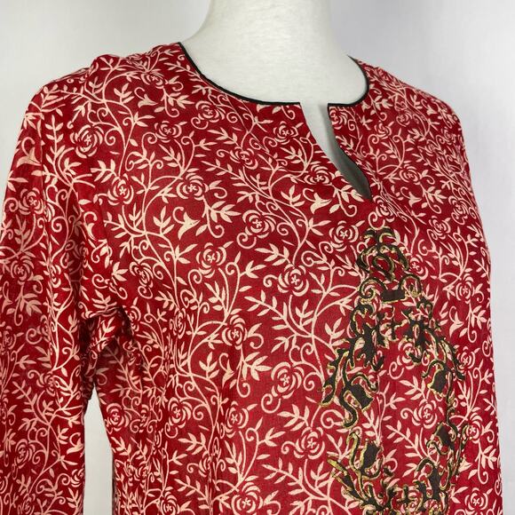 Chondon | Red Print Kurta Tunic - Picture 4 of 9